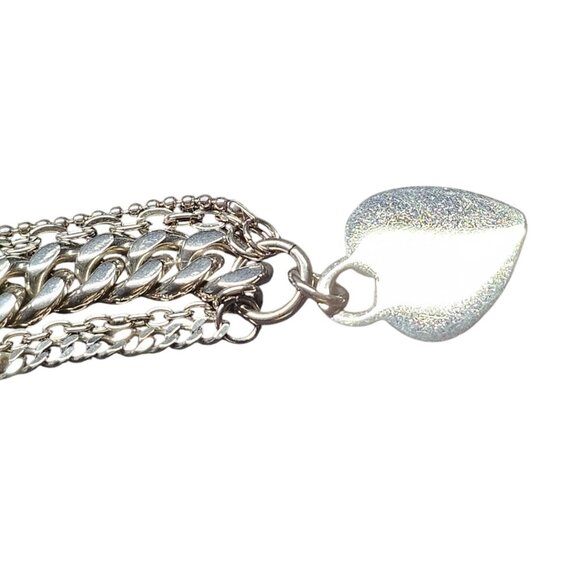 Vintage 8" Stainless Steel Bracelet Itaor Multistrand Charm Heart - Picture 4 of 8